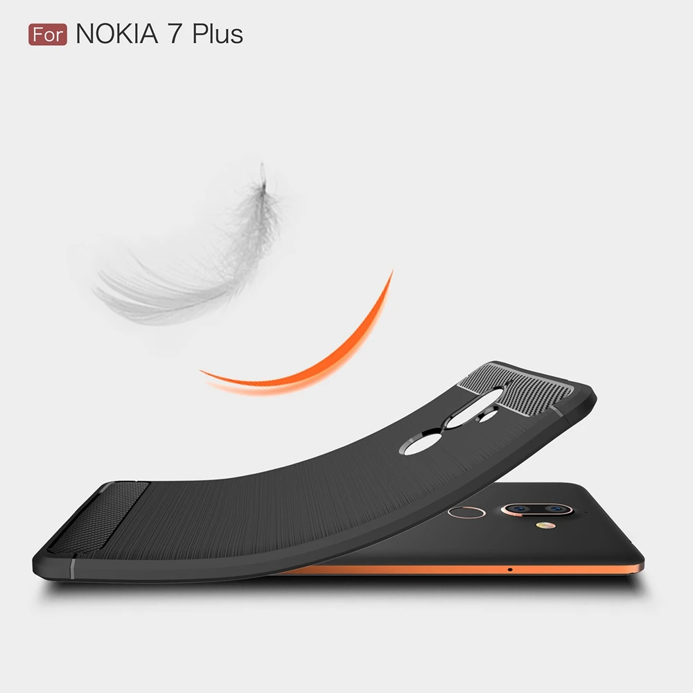 UTOPER силиконовый чехол для Nokia 7 Plus Роскошный из углеродного волокна ультра тонкий