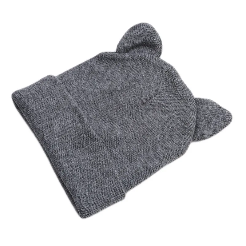 Милая вязаная шапка с кошачьими ушками милая забавная однотонная зимняя теплая