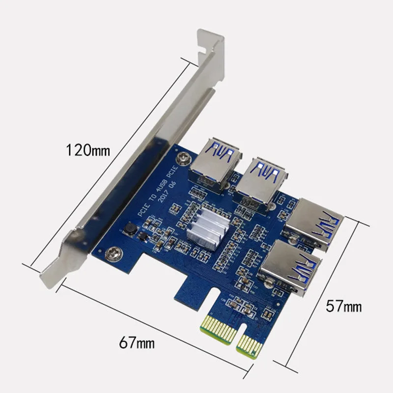 Высококачественная PCI EX1 EX16 карта расширения 4 порта USB 3 0 Конвертер Adatper Riser карты
