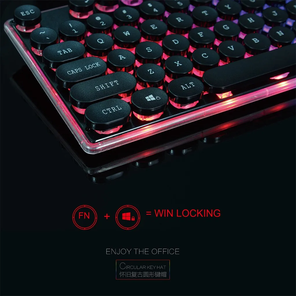 VOBERRY Подсветка игры USB клавиатура мультимедиа клавиши клавиатуры освещения Цвет светодиодный USB кабеля Механические ручная клавиатура