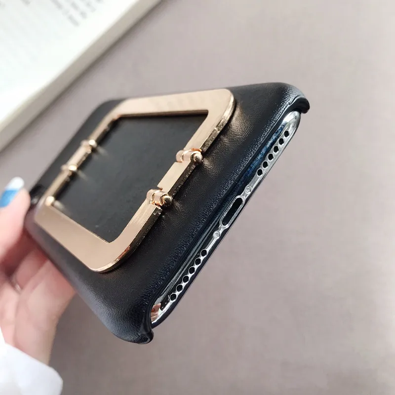 3D роскошный кожаный чехол подставка для iphone 7 8 6 6S Plus XR XS MAX модный однотонный