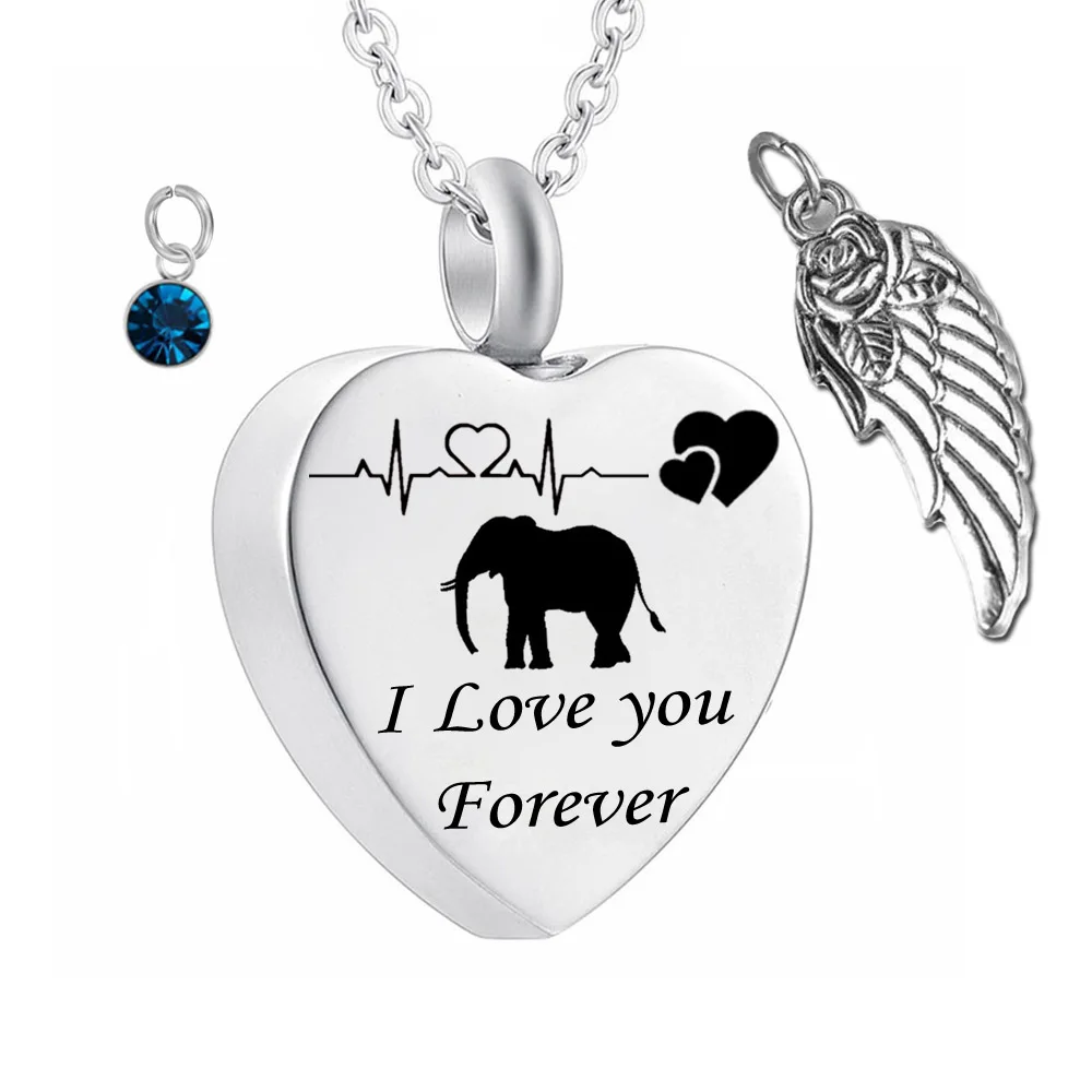 

Украшения для кремации в виде золы, подвеска в форме слона в форме сердца, украшенная камнем-талисманом, хрустальное ожерелье для женщин