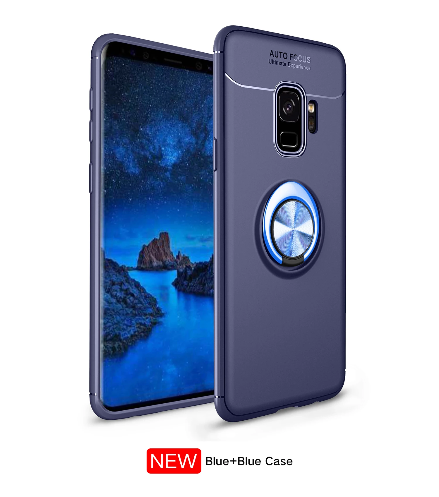 Синий Для samsung Galaxy S9 S8 Plus Note 9 8 J3 J5 J7 PRO J2 PRIME 2 J4 J6 J8 A6 A6+ кронштейн кольцо чехол металлические магнитные - Цвет: Синий