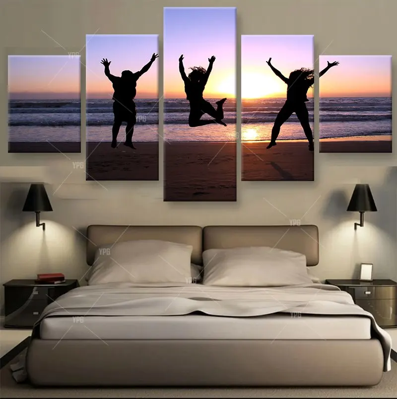 5 Шт. Закат Пейзаж Друзей Приморских Счастлив Перейти Современный Дом Декор стены