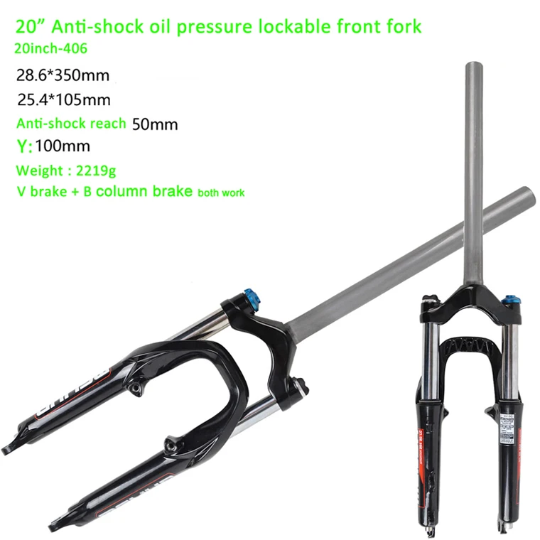 1pcs Black 20 дюймов-406 BMX складные велосипеды B колонки тормоза демпфирования амортизаторы передняя вилка для велосипеда ультра длинные части головного столба 1 шт - Цвет: 1pcs Black