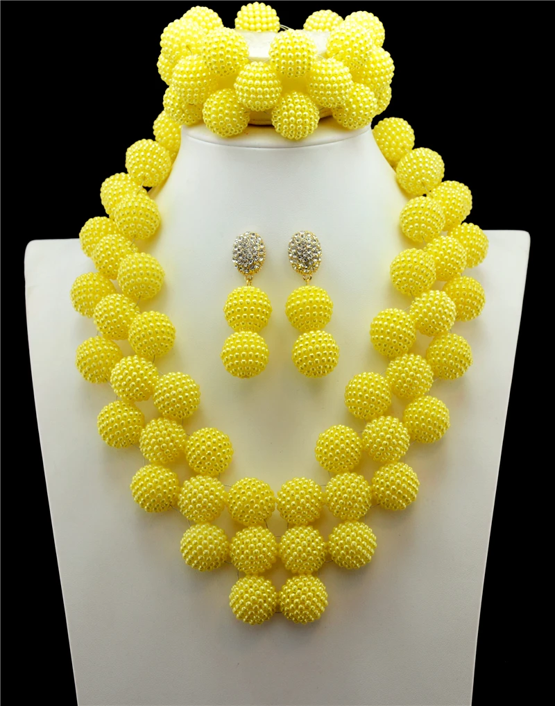 Треугольные желтые африканские бусины ювелирный набор нигерийские Свадебные
