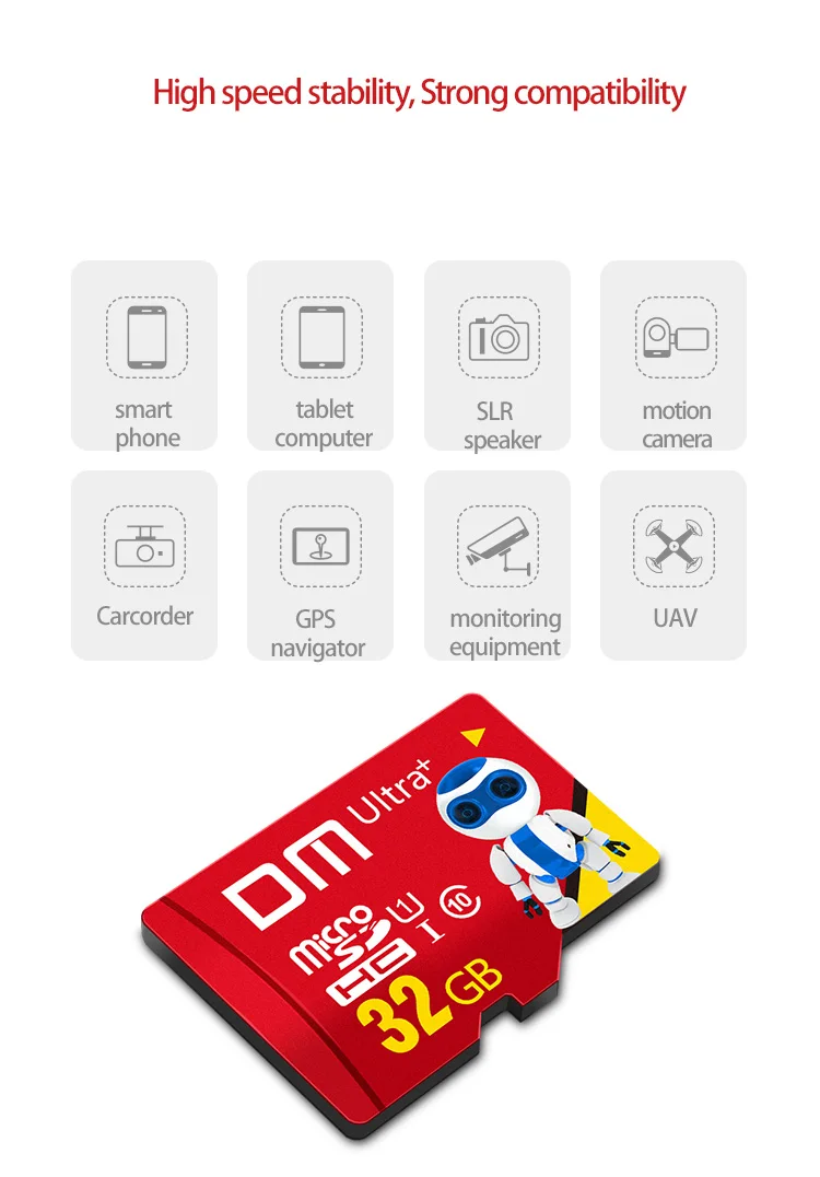 DM MCSD010-C10 MicroSD карта класс 10 высокоскоростная TF карта памяти 16 ГБ 32 ГБ 64 ГБ 128 Гб Mini SD карта памяти красного цвета