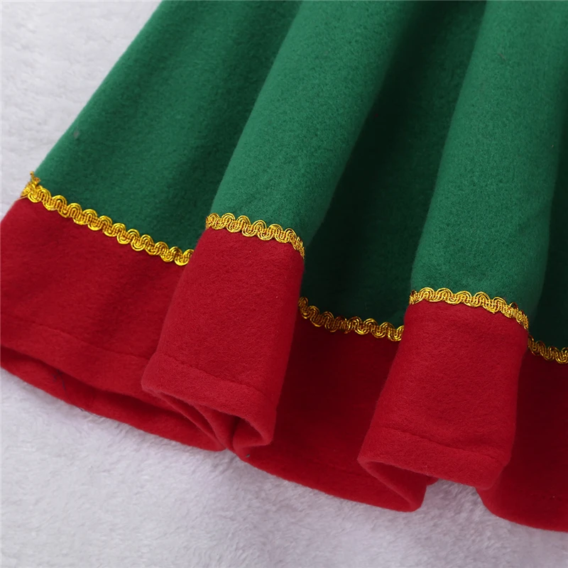 Kids Girls elf christmas Dress New Year Festival with Hat Belt Tights Set for Xmas Cosplay Party Costume Up | Детская одежда и