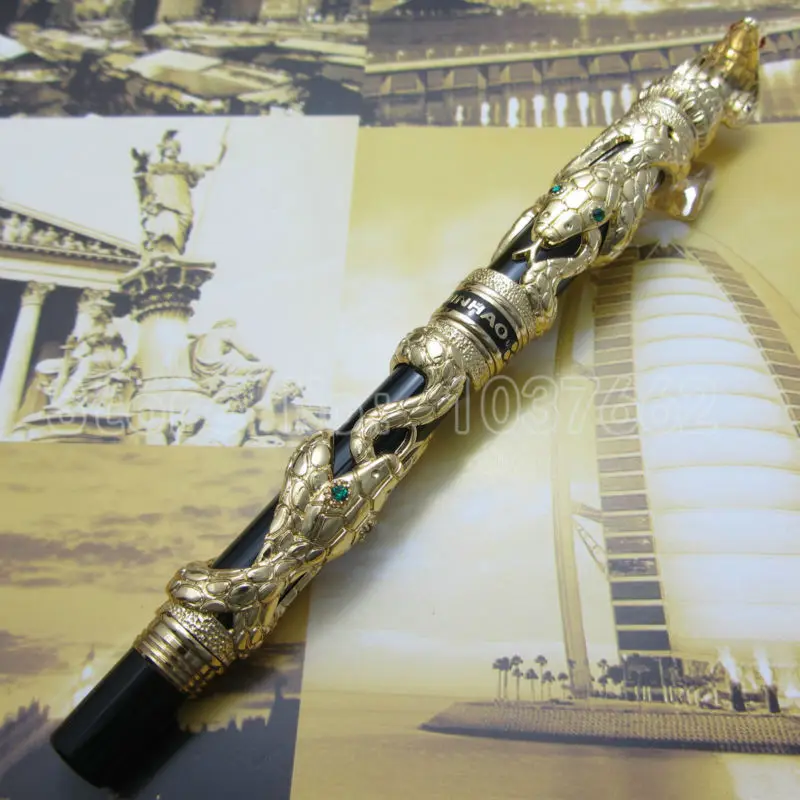 Ручка Jinhao высококлассная Красивая перьевая ручка Золотая змея F перо подарок