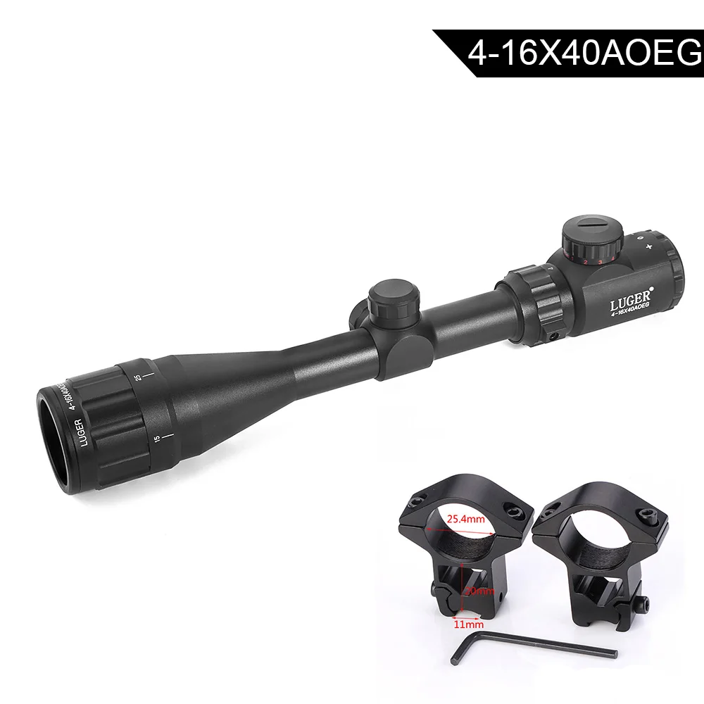 LUGER 3-9x40 охотничьи прицелы 4-16x40 оптика винтовки прицелы 6-24x50 тактический прицел 4X32 Снайперский прицел для страйкбола воздушные пистолеты - Цвет: 4-16x40 with 11