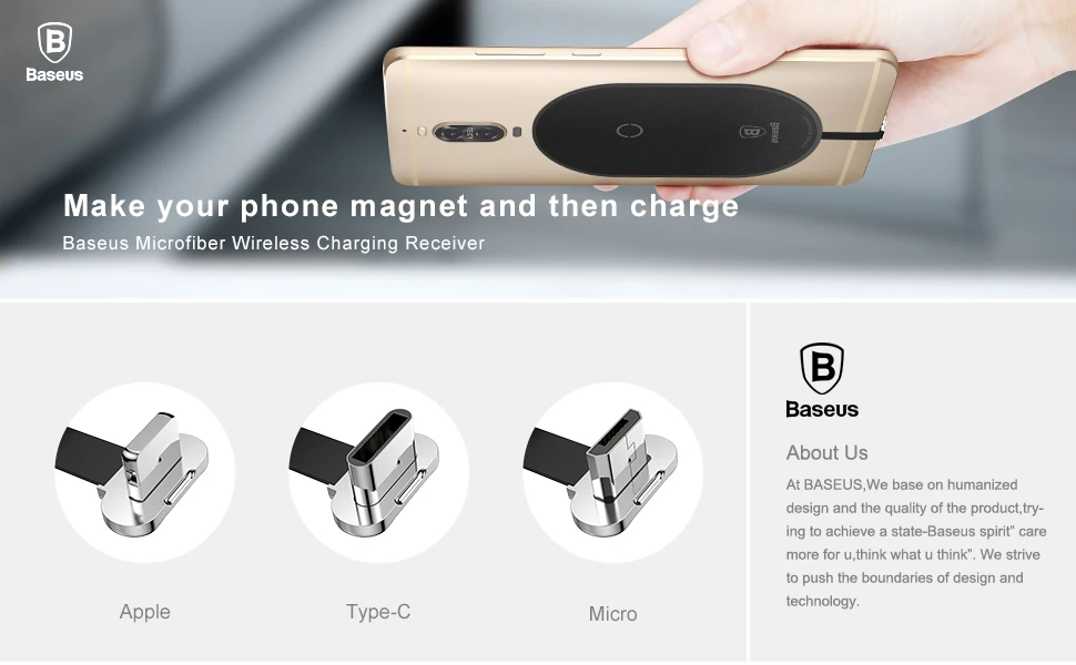 Baseus Qi Беспроводное зарядное устройство приемник Pad адаптер для iPhone samsung Xiaom usb type C Micro для Android type C Qi устройство с поддержкой