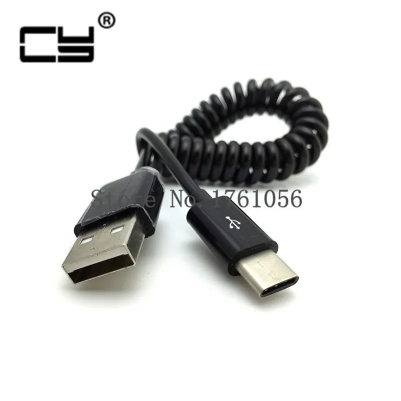 Стрейчевый штекер 3 1 типа C к стандартному USB 2 0 Штекерный пружинный кабель для