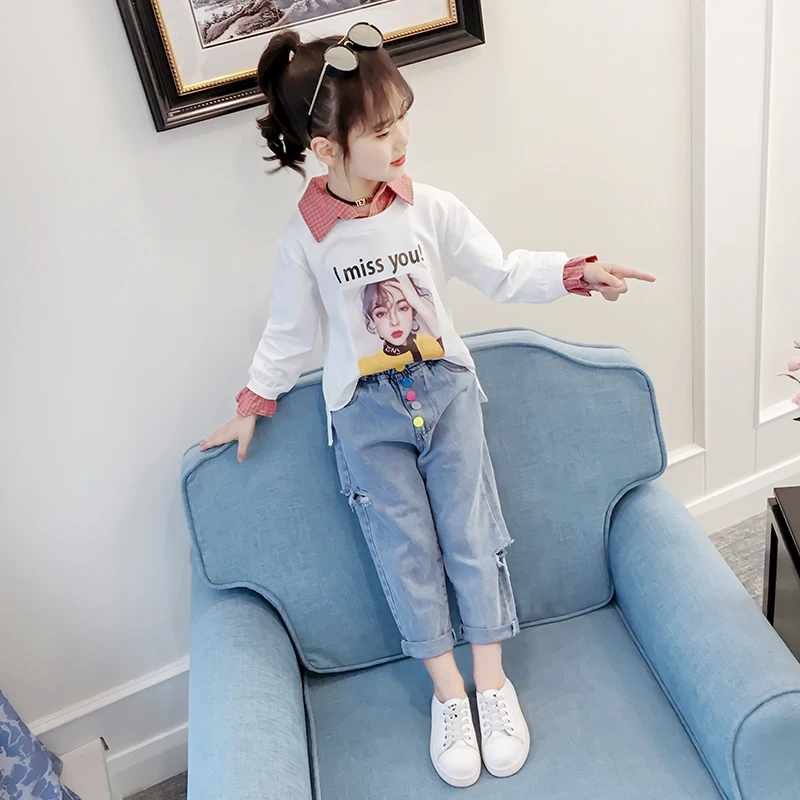 New Spring and Autumn Children's suit Girl's Priting Casual 2-piece for age 4-12Y | Детская одежда и обувь