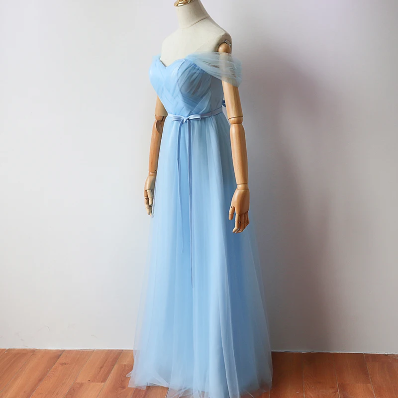 Длинное вечернее платье в пол небесно голубого цвета элегантное женское для