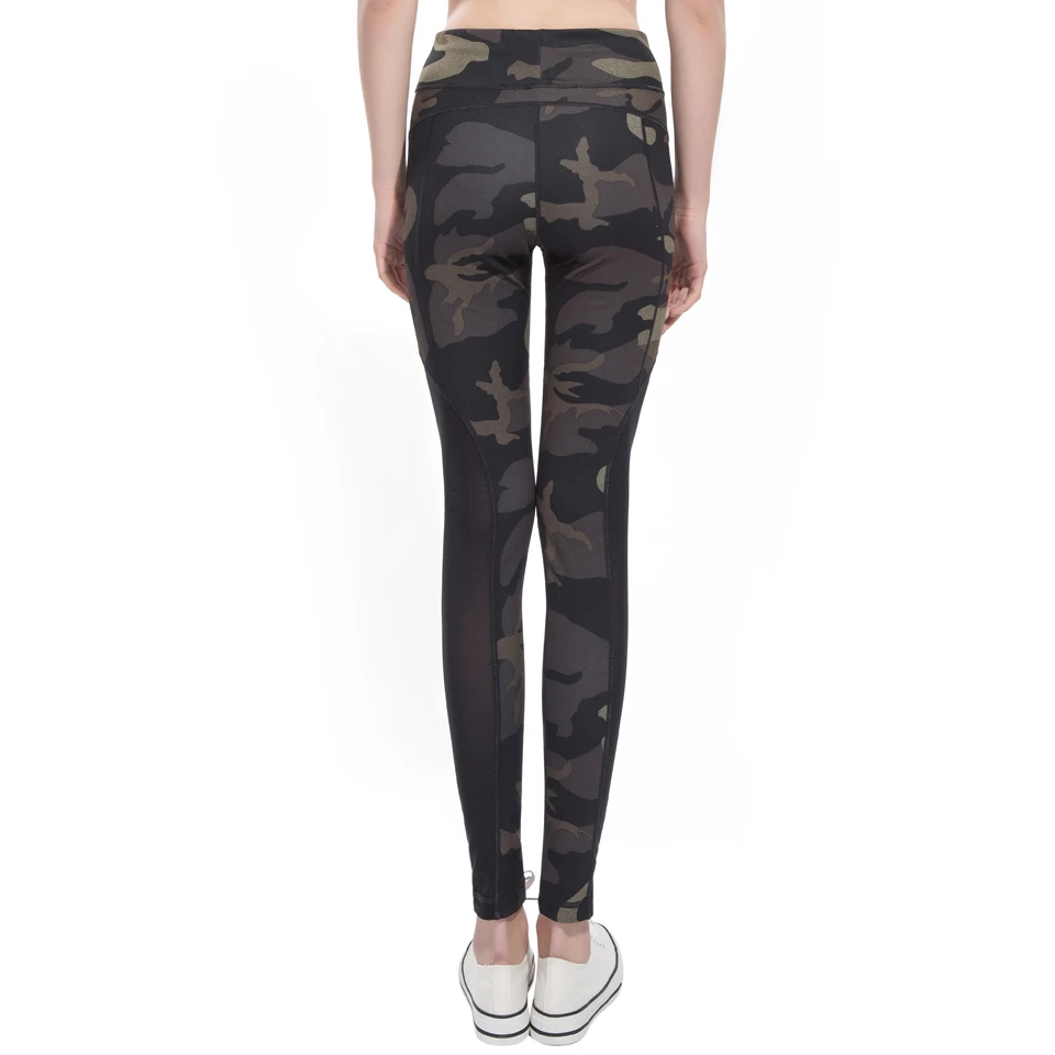 Женские камуфляжные эластичные брюки с реверсивной талией для занятий йогой