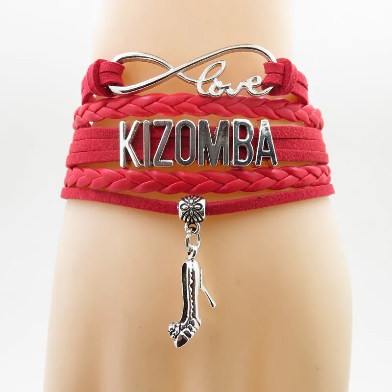 Модный браслет Kizomba Высокая подвеска каблуки танцор подарок Черная кожа обернуть