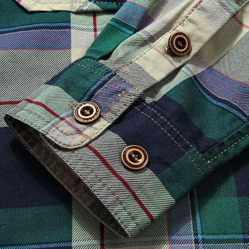 

Man's Shirt 100% Cotton Plaid Men Shirt Plus Size XXXXL Chemise Homme Camisa Camisa Masculina Military Shirts Long sleeve tops