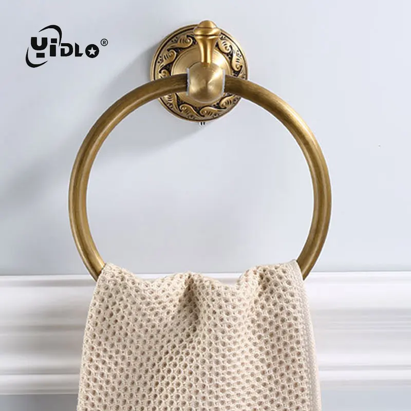 Antique Carving Space Aluminum Bronze Towel Ring Brushed Holder Rack Wall Mounted Bathroom Accessories D10 | Обустройство дома