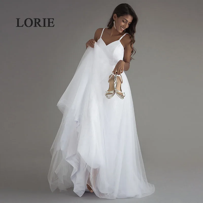 LORIE пляжные свадебные платья на бретельках 2020 Vestido Noiva Praia простые белые тюлевые