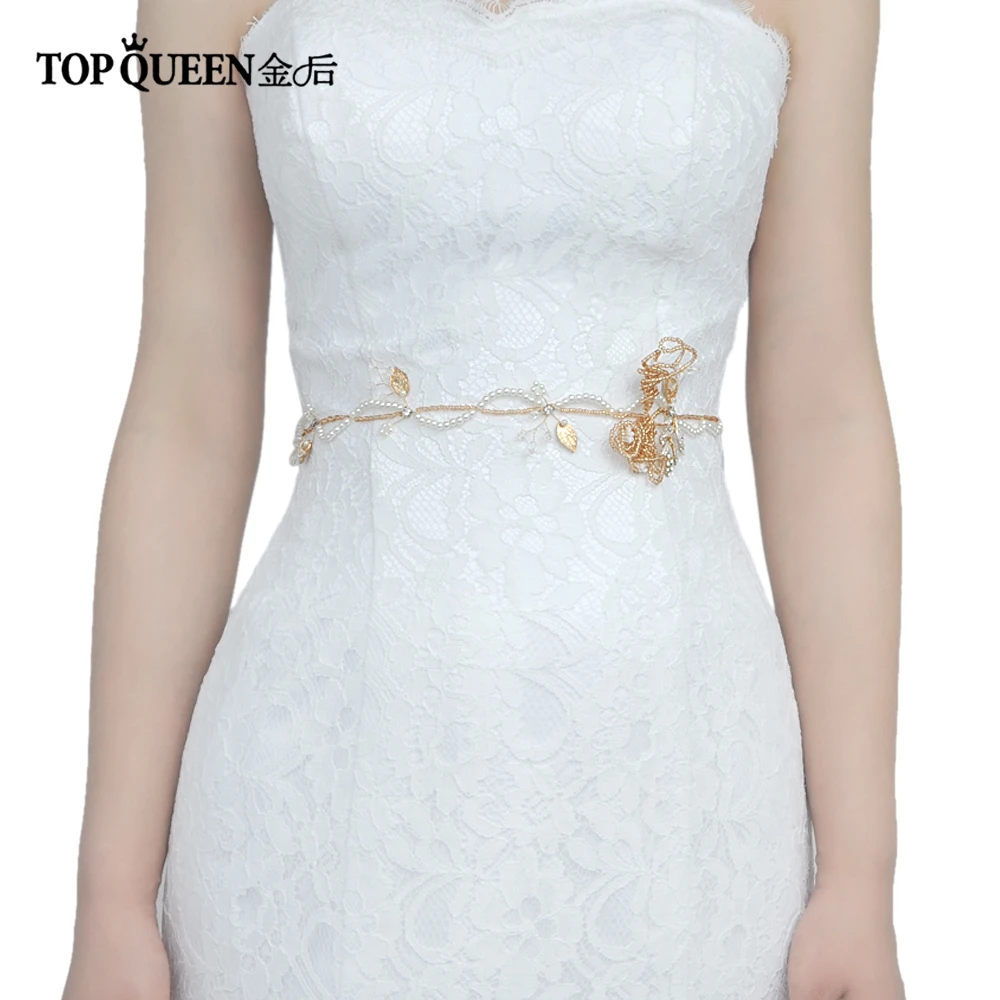 TOPQUEEN SH147 свадебные ленты сделать жемчугом бисером золотой свадебный пояс-кушак Пояс для невесты Свадебные аксессуары