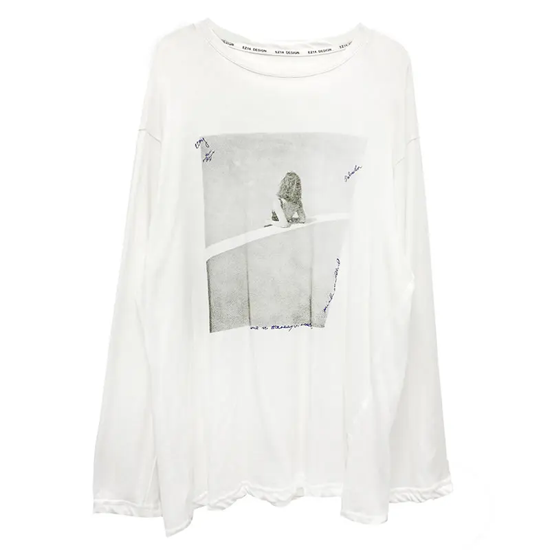 XITAO Letter Print Black White T Shirt Women Clothes 2019 Casual Match All Sunscreen Thin Tee Top Autumn Fashion New WQR1206 | Женская