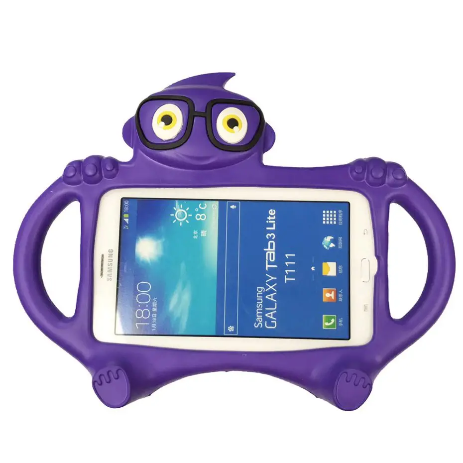 Фиолетовый Чехол для планшета samsung Galaxy Tab 3 7,0 T110 T111 T230 P3200 7 дюймов нетоксичный EVA дети милый мультфильм 3D защитный чехол - Цвет: Фиолетовый