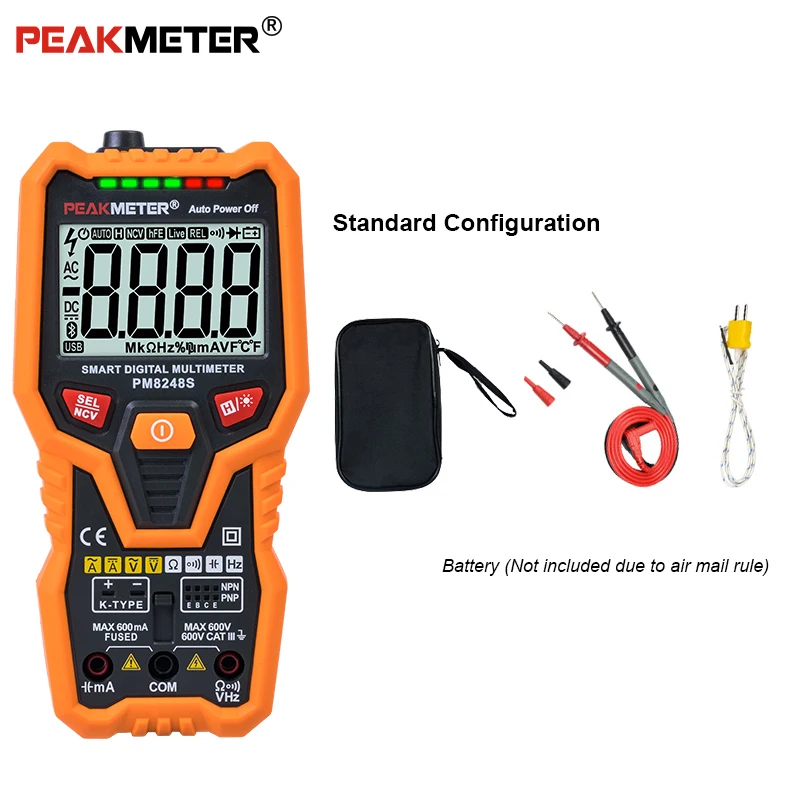 Peakmeter PM8248S умный автоматический профессиональный мультиметр Вольтметр с