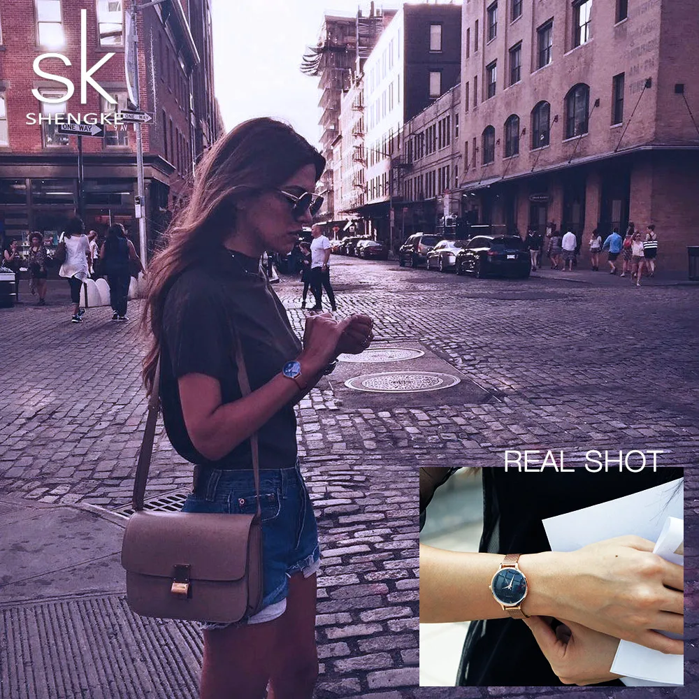

SHENGKE Fashion Women's Watches Rose Gold Wrist Watch Women Watches Shiny Ladies Watch Top Brand Luxury Clock Relogio Feminino
