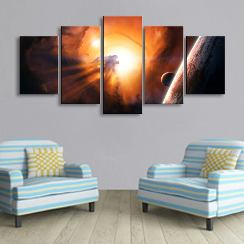 5 pieces high-definition print Nebula canvas oil painting poster and wall art living room picture XY-018 | Дом и сад
