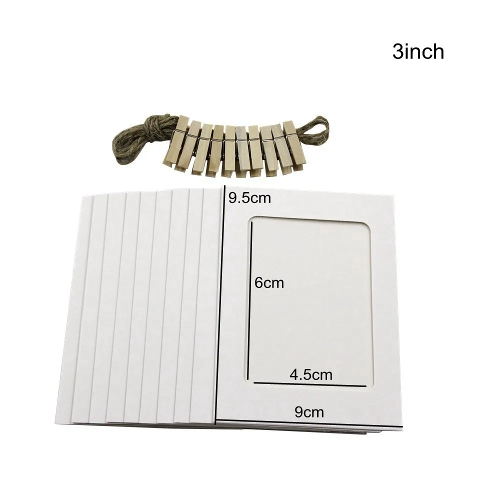 3inch white 10 шт./лот красочные путем самостоятельного выбора между 3/6 дюймов Фоторамка деревянная прищепка Бумага изображение держатель для свадьбы Baby Shower День рождения украшения - Цвет: 3inch white