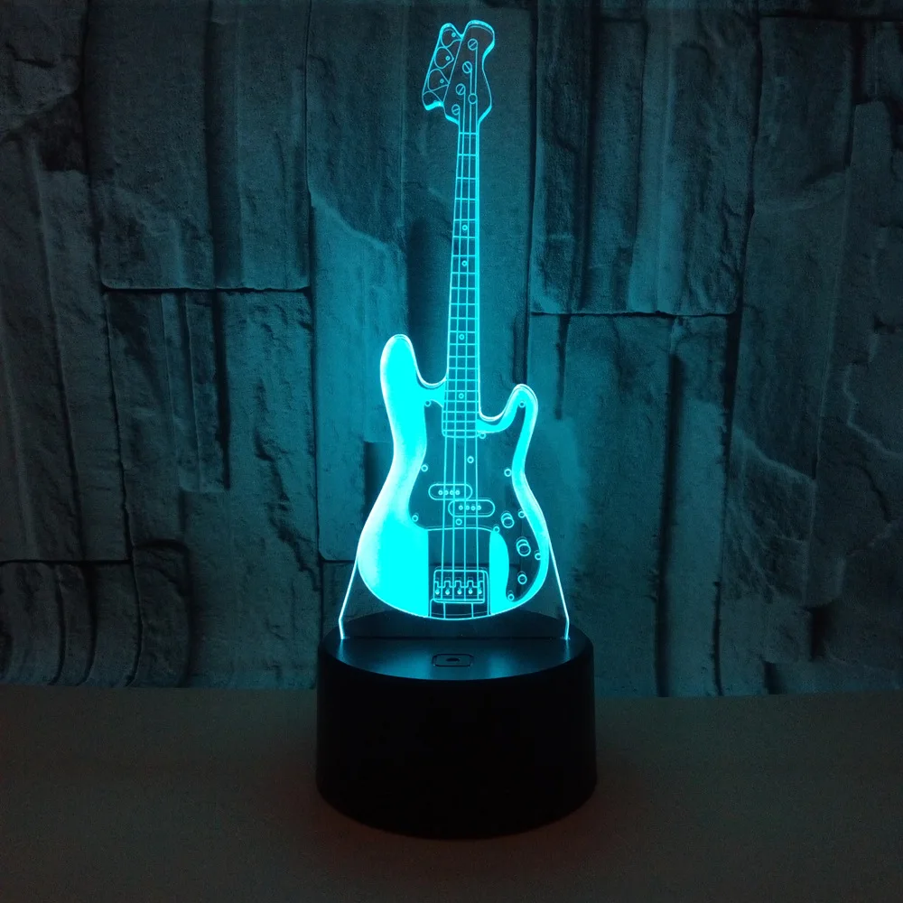 LED гитара 3D ночник акриловый USB цветной пульт дистанционного управления иллюзия