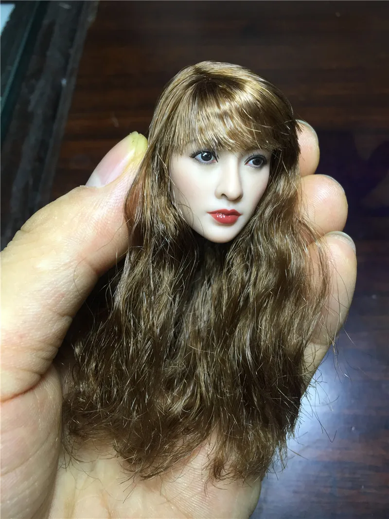 Custom 1/6 Asia Beauty Head Sculpt Similar to Liu Yan yellow hair 2017 new hot sale Female Model For 12'' PH Body toys | Игрушки и