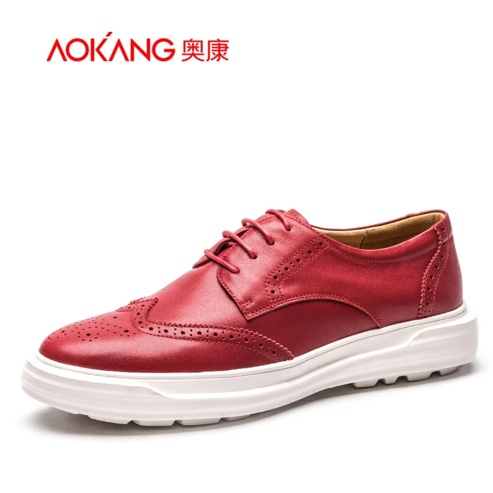 AOKANG men genuine leather shoes brogue Walking Shoes Men Personalized Fitness Health Casual Masculino Male | Обувь