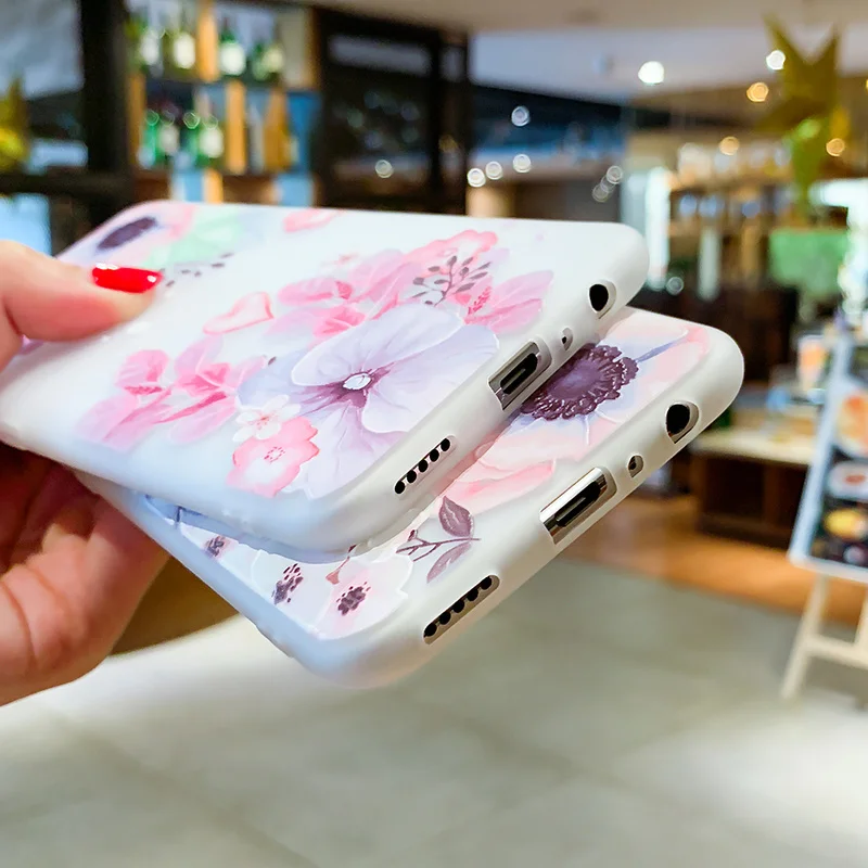 3D рельефные чехлы с цветочным рисунком для Huawei P Smart 2019 чехол Y7 Y9 Mate 20 Pro 10 Lite P20
