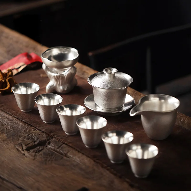 Style A TANGPIN 999 Серебряный и керамический чайник Gaiwan, чайная чашка ручной работы серебряный чайный сервиз набор - Цвет: Style A