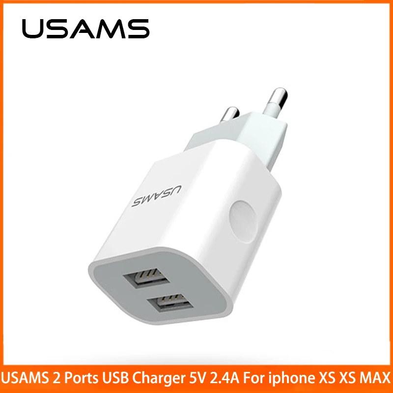 USAMS EU UK USB зарядное устройство для iPhone samsung Xiaomi мобильного телефона 5 В/2 4 А