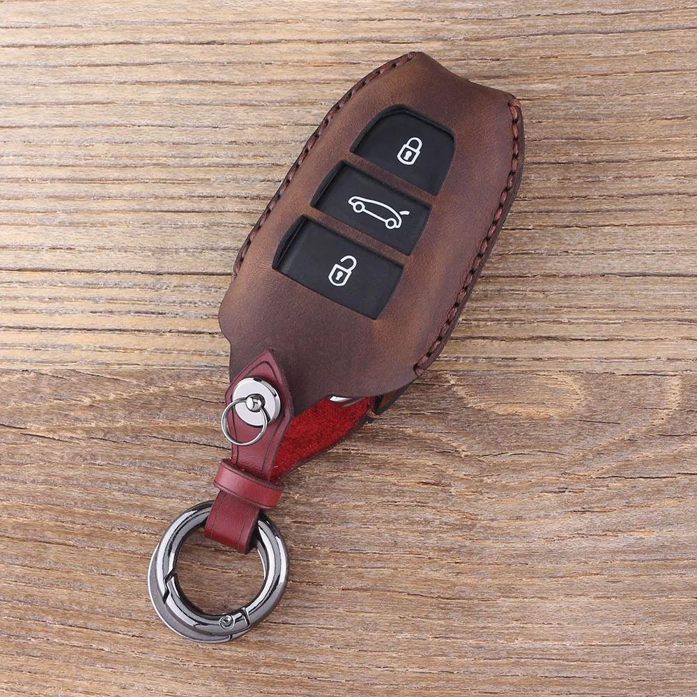 KEYYOU натуральная кожа 3 Автомобильный ключ с кнопкой крышка Fob для peugeot 508 чехол