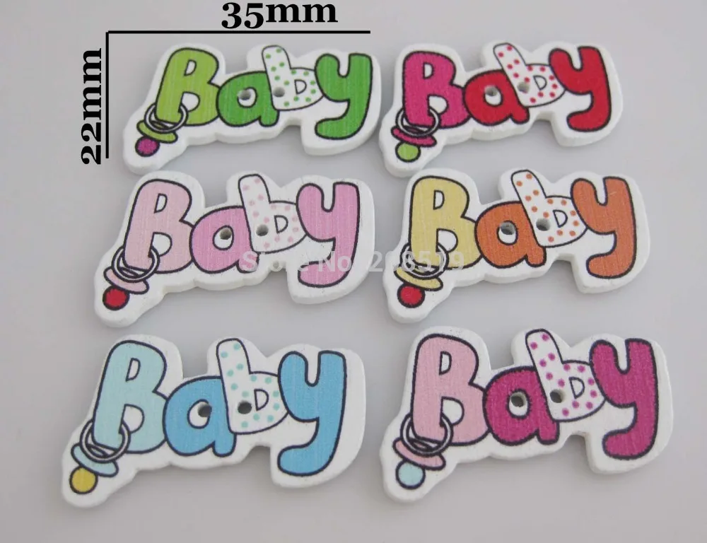 

WB0186 lot of 120pcs BABY buttons wooden 22mm*35mm Mixed buttons for children garment scrapbook craft button