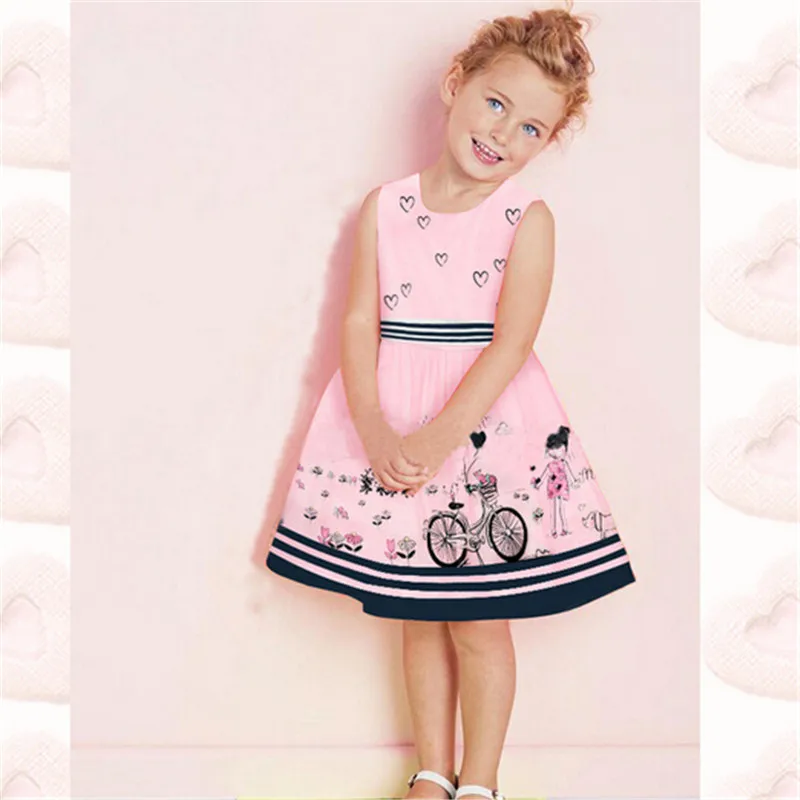Pink Baby Kids Girls dress Princess Party Bubble Beauty Anime Formal Go cycling for an outing girls summer Dress Fit 2-7Y | Детская