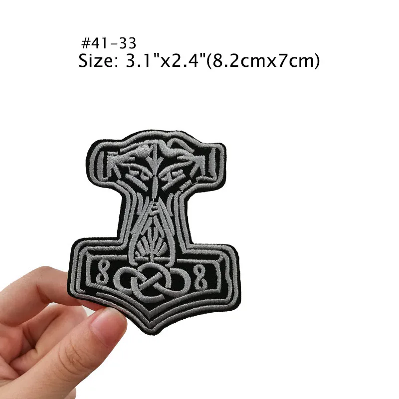В ODIN мы доверяем RAVEN VIKINGS VALHALLA Thor Hammer VINLAND флаг компас вышитая железная нашивка аппликация для одежды - Color: cut-out Hammer