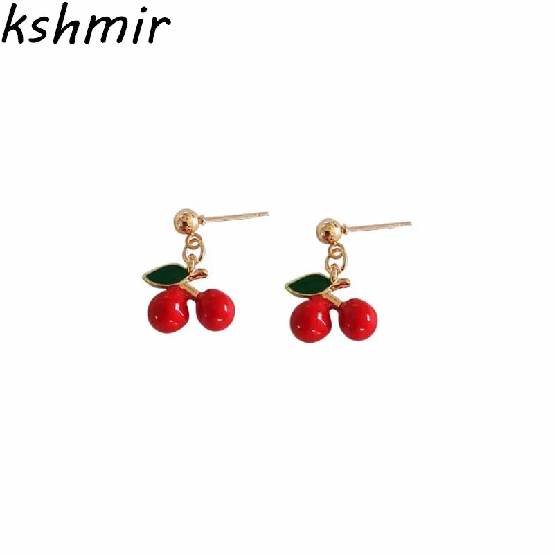 Милые маленькие серьги-вишни в форме ростков изысканные модные серьги для