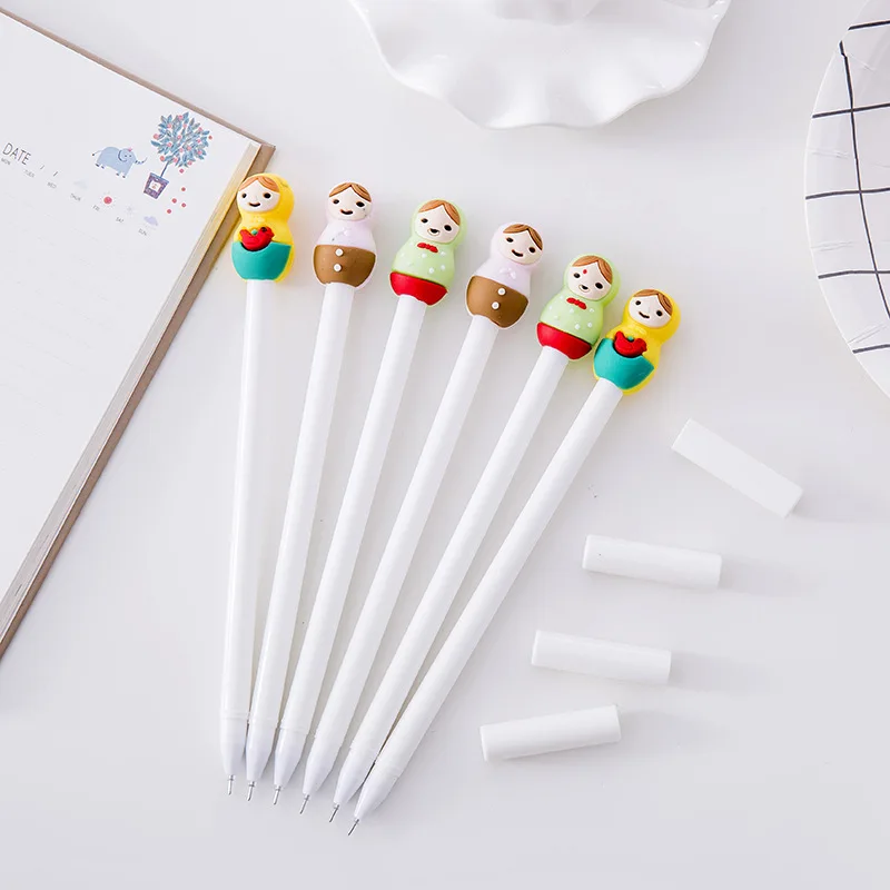 

(3 pieces/lot) Cartoon Matryoshka Gel Pen Cute School Black Ink Gen for Kids
