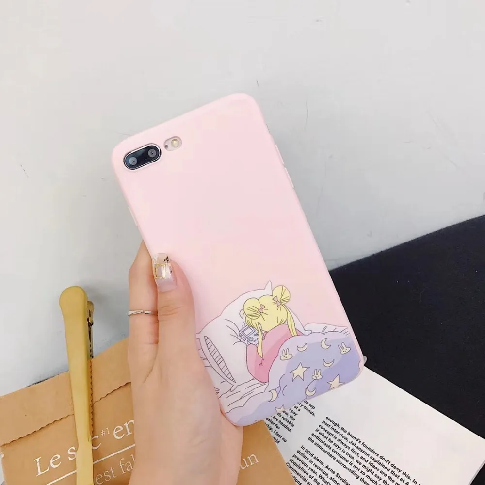 BINYEAE розовый красивая девушка телефонные чехлы для iPhone 6 6S plus 7 8 плюс X милые