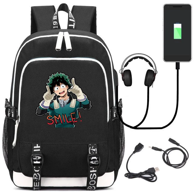 Рюкзак для ноутбука с зарядкой через usb для ноутбука My Hero Academy школьная сумка в стиле аниме рюкзак дорожный рюкзак