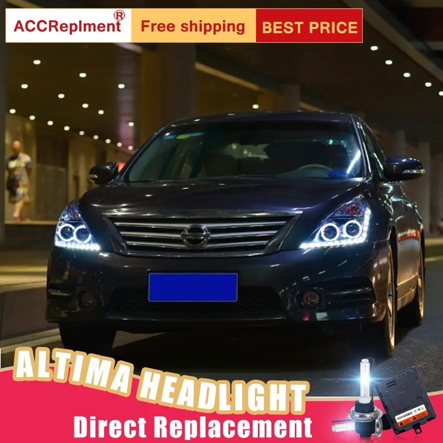 2 шт. светодиодный фары для Nissan Altima 2008-2012 светодиодный Автомобильные фары ангельские глазки комплект ксеноновых фар, Высокопрочная конструкция протовотуманная подсветка Габаритные огни