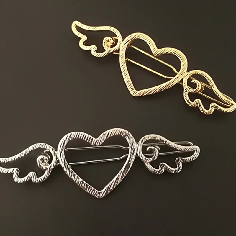 Женская заколка для волос с золотым и серебряным сердечком подарок на день