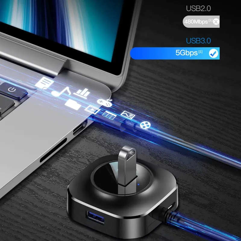 

Micro USB Hub 3.0 2.0 USB Splitter Power Supply Interface 4 USB Ports Adapter High Speed Hub PC Computer Accessories Usb 3.0 Hub