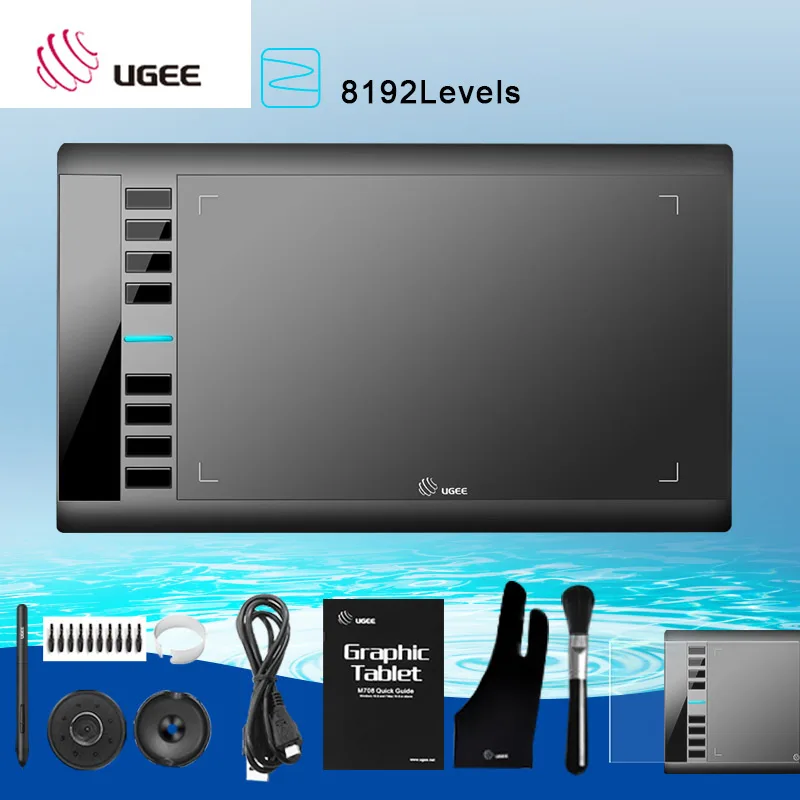 UGEE M708 V3 графический планшет 8192 уровней цифровой планшет для рисования Высокое разрешение чертежная доска инструменты для рисования подарки для детей - Цвет: Standard 3 in 1