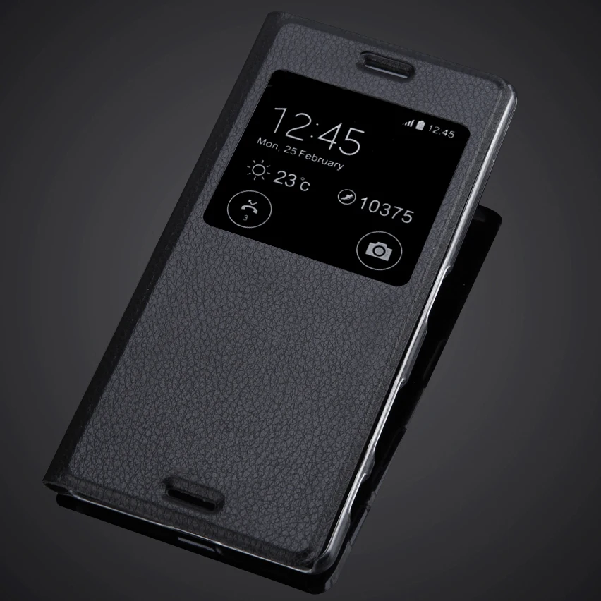 Роскошный защитный чехол из искусственной кожи с окошком для просмотра Sony Xperia X