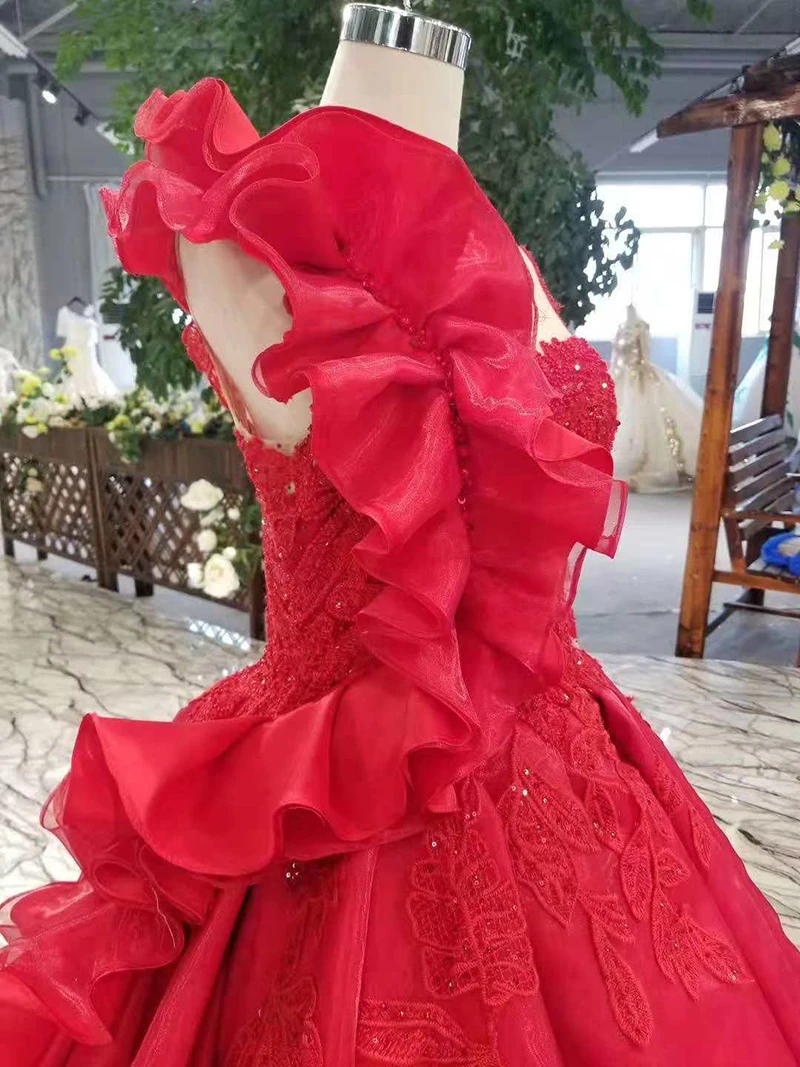 LSS384 специальные свадебные вечерние платья красная Иллюзия О-образным вырезом